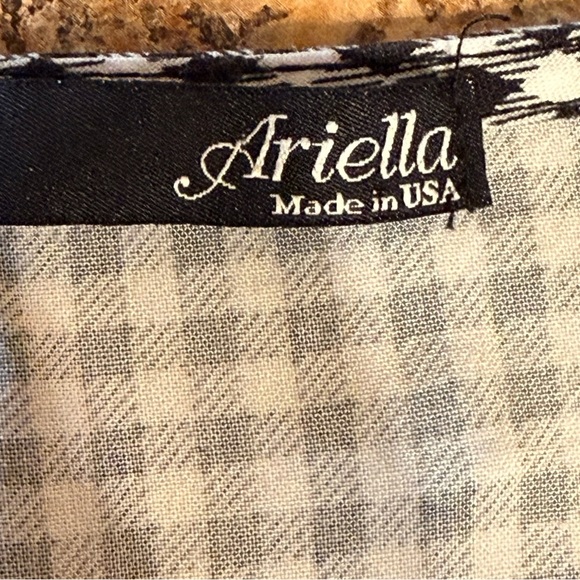 Ariella Black and White Checkered Tie-Front Blouse Size Medium - Picture 5 of 13
